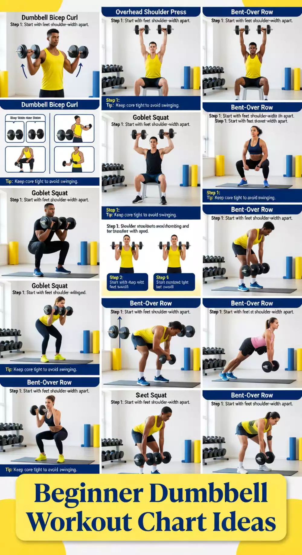 Beginner Dumbbell Circuit Workout Chart That Shows Every Move Clearly