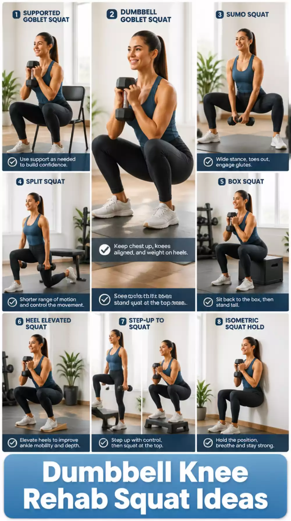 Dumbbell Knee Rehab Squat Variation That Rebuilds Leg Strength Safely