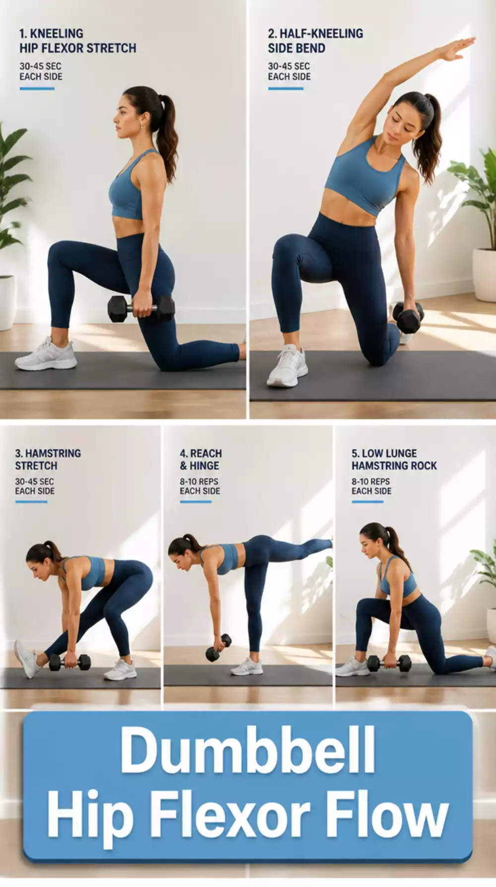 Dumbbell Hip Flexor and Hamstring Flow That Undoes Tight Training Days