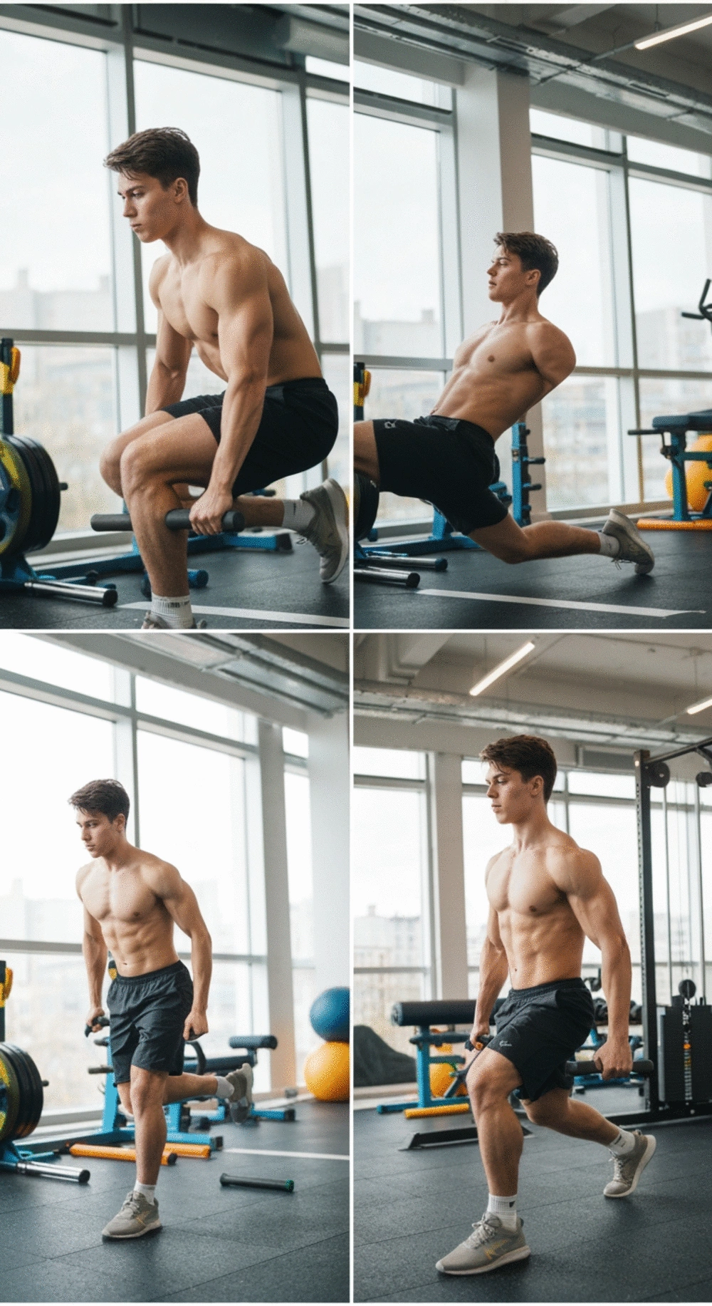 A variety of dumbbell exercises showcasing strength training techniques for balanced fitness