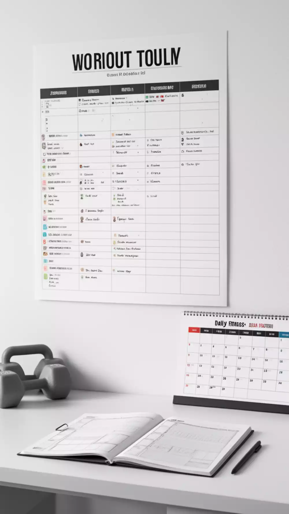 Printable Full Body Dumbbell Workout Chart for the Gym