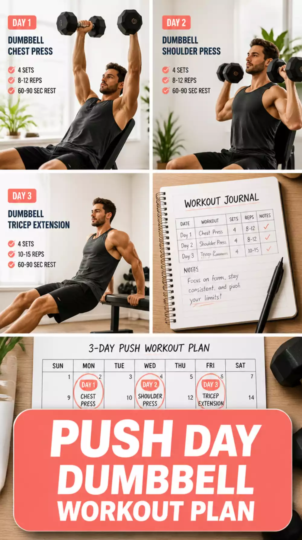 Push Day Dumbbell Workout Plan That Fits into a 3-Day Split
