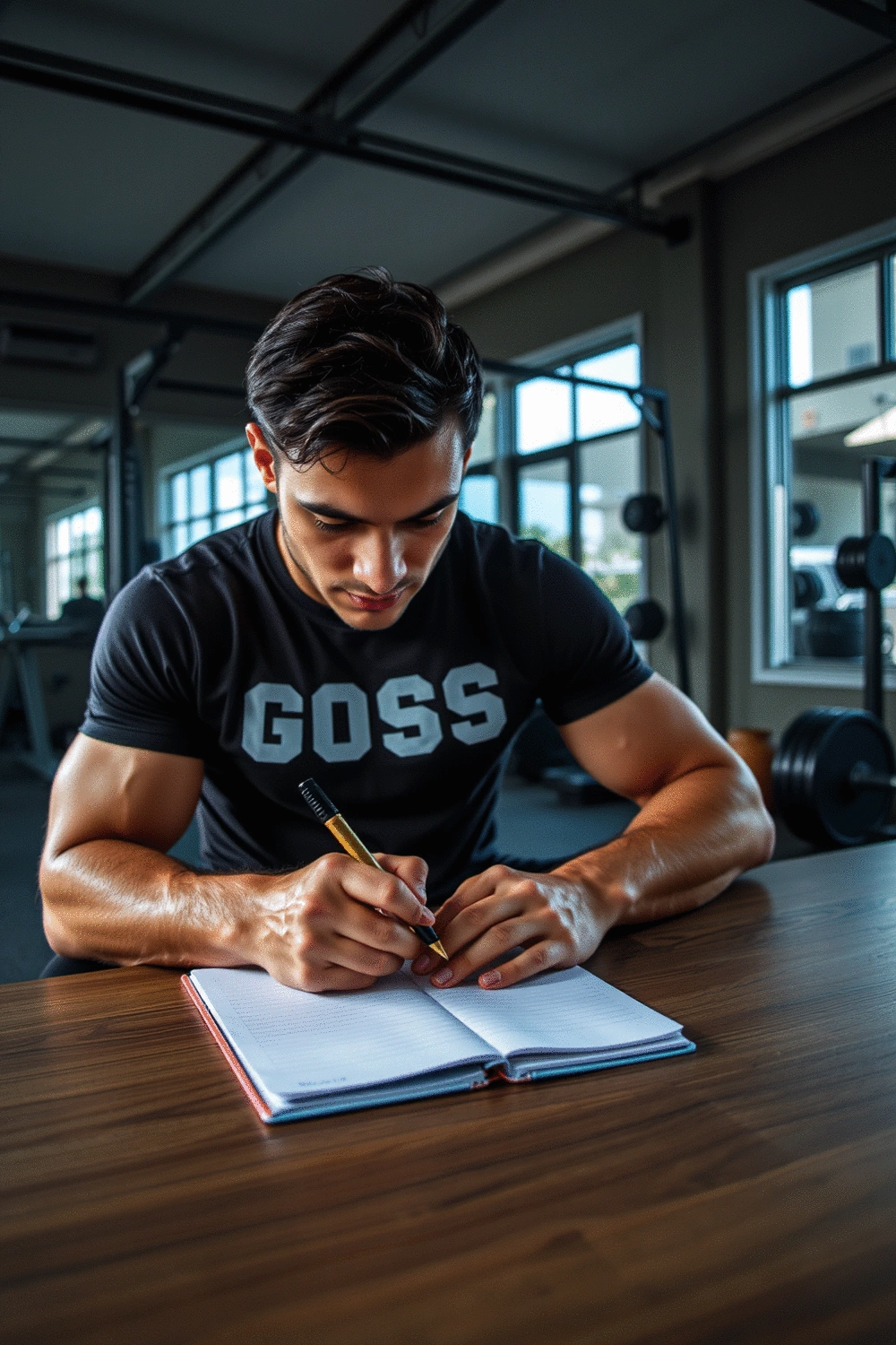 A determined athlete setting fitness goals