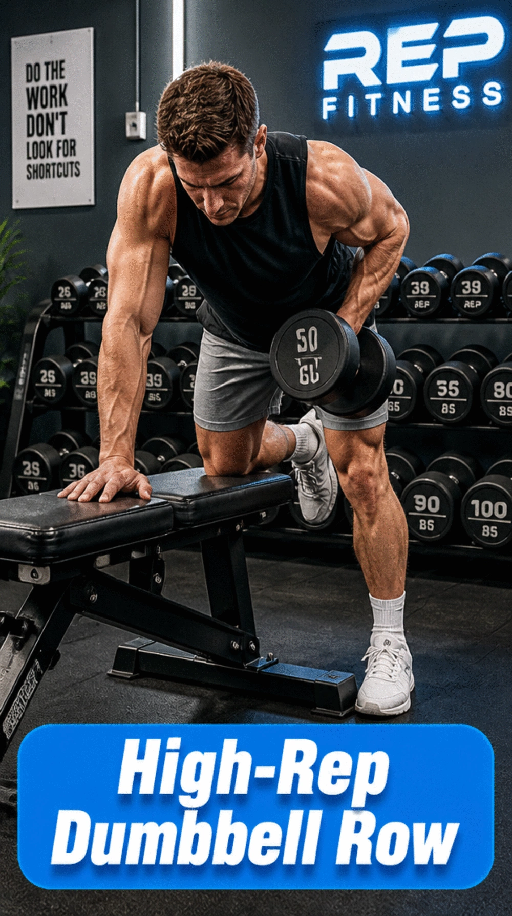 High-Rep Dumbbell Row That Elevates Heart Rate and Burns More Calories