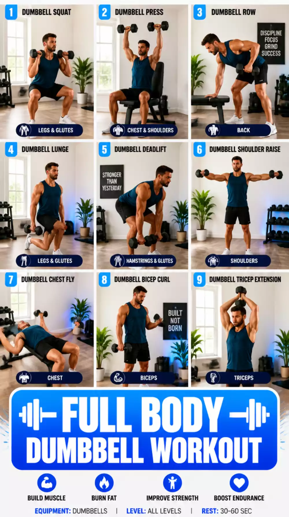 20-Minute Full Body Dumbbell Workout That Misses No Major Muscle Group