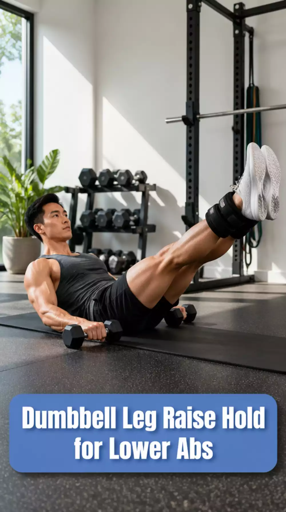 Dumbbell Leg Raise Hold That Flattens the Lower Abs Over Time