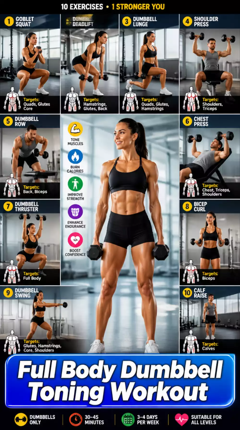 Full Body Dumbbell Toning Workout That Targets Every Muscle at Once
