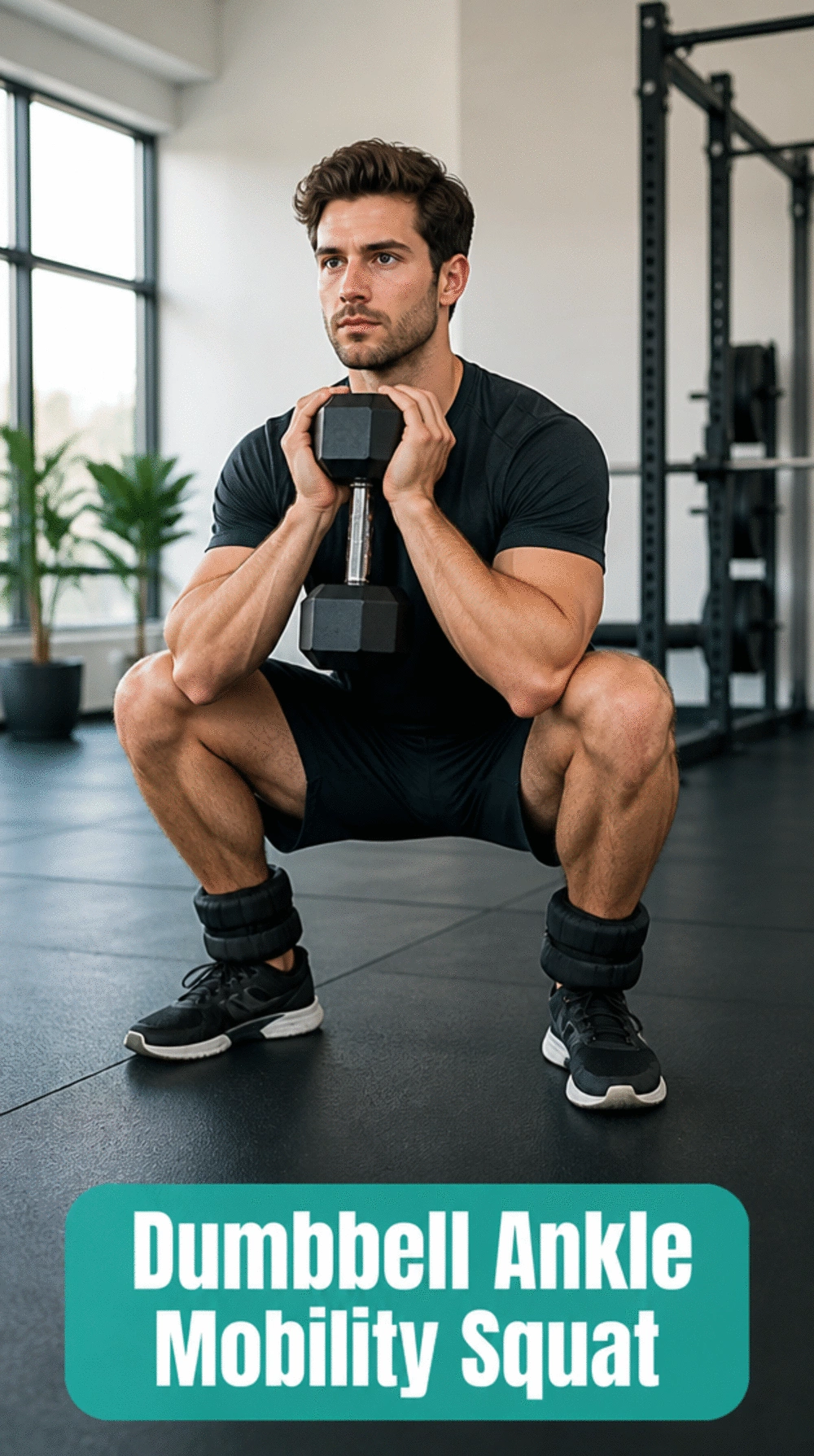 Dumbbell Ankle Mobility Squat That Fixes Heel Rising During Lower Body Work