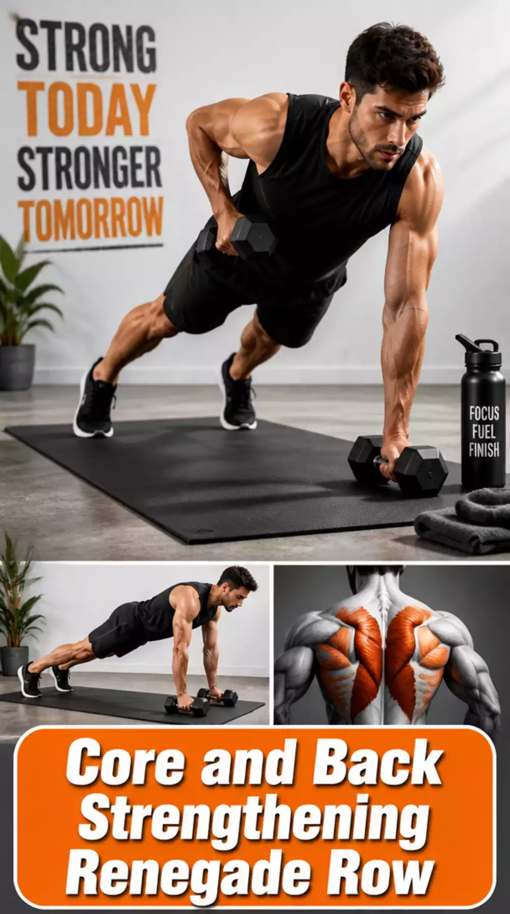 Dumbbell Renegade Row That Works Back and Core Simultaneously
