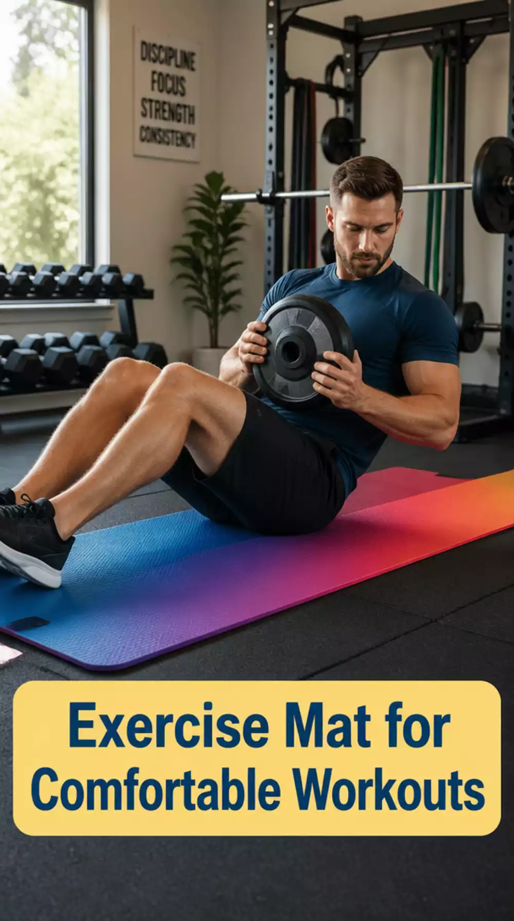 Exercise Mat That Makes Weighted Dumbbell Ab Work More Comfortable