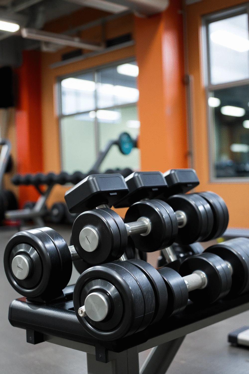 A selection of adjustable dumbbells for different fitness levels