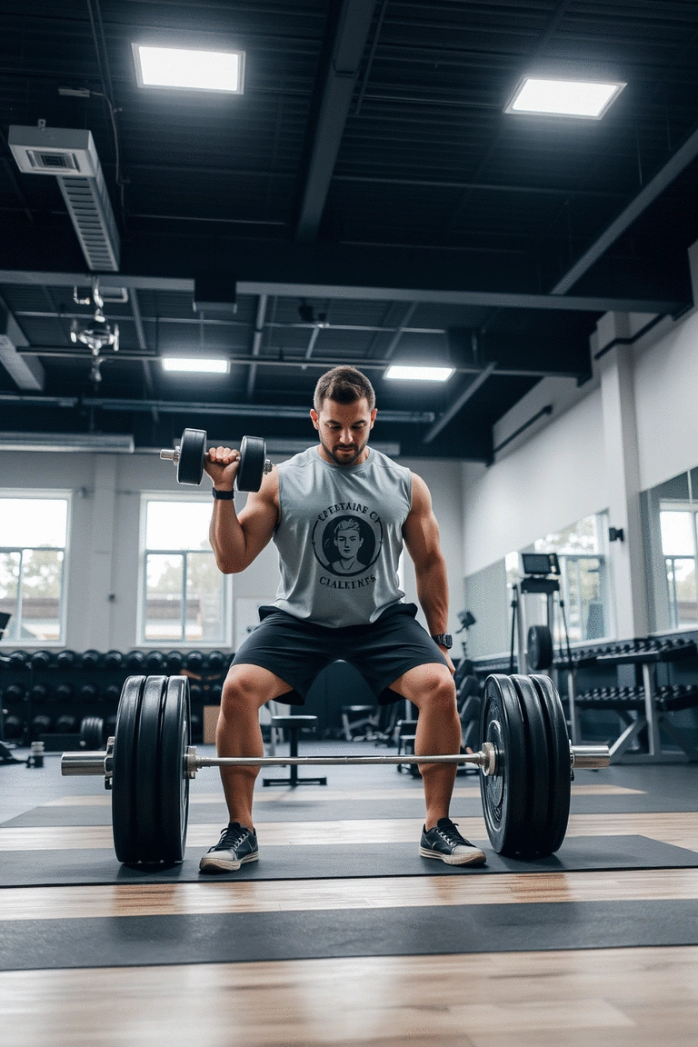 Individual performing a dumbbell deadlift with good technique