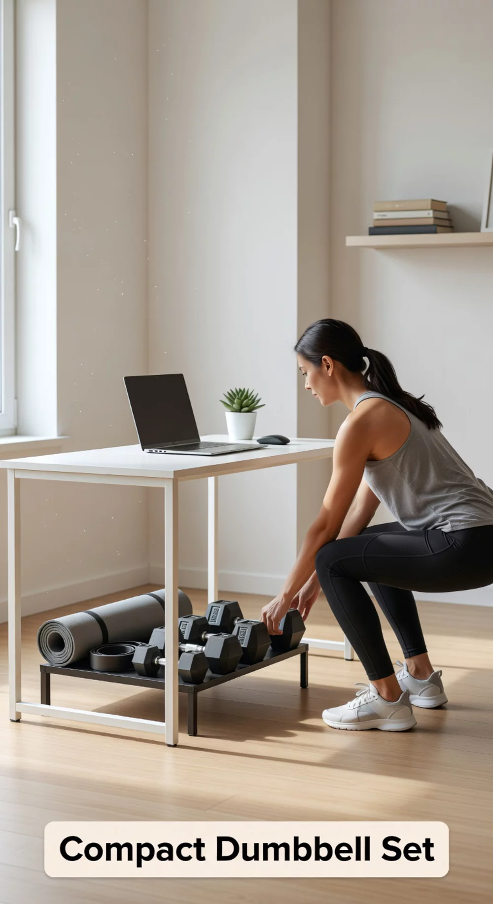 Compact Dumbbell Set for Busy People That Stores Under a Desk or Bed