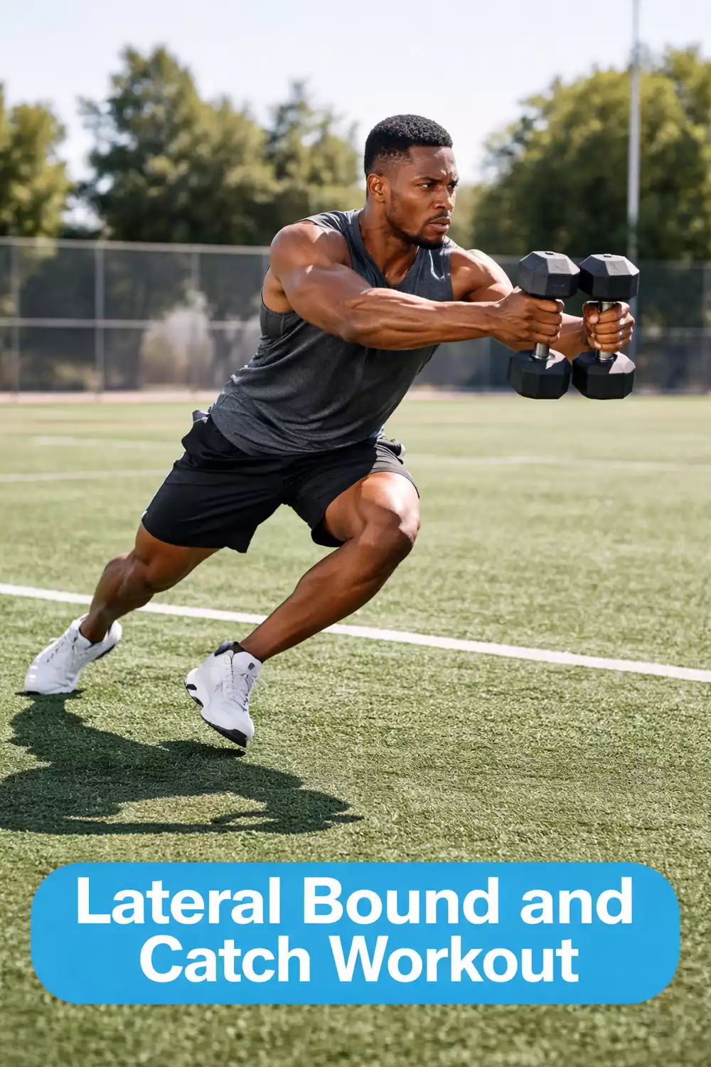 Dumbbell Lateral Bound and Catch That Trains Lateral Speed and Agility