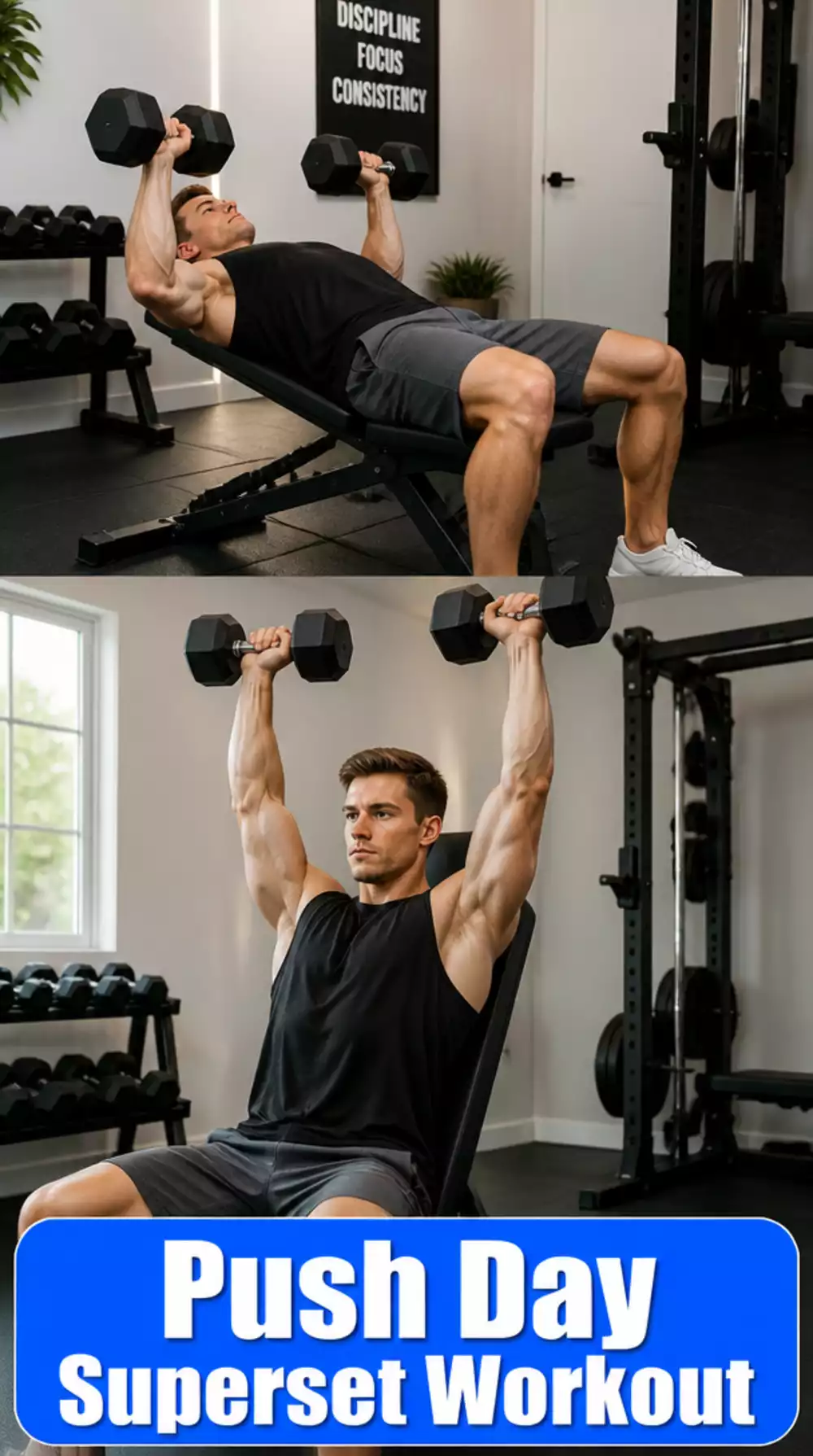 Dumbbell Bench Press and Shoulder Press Push Day Superset