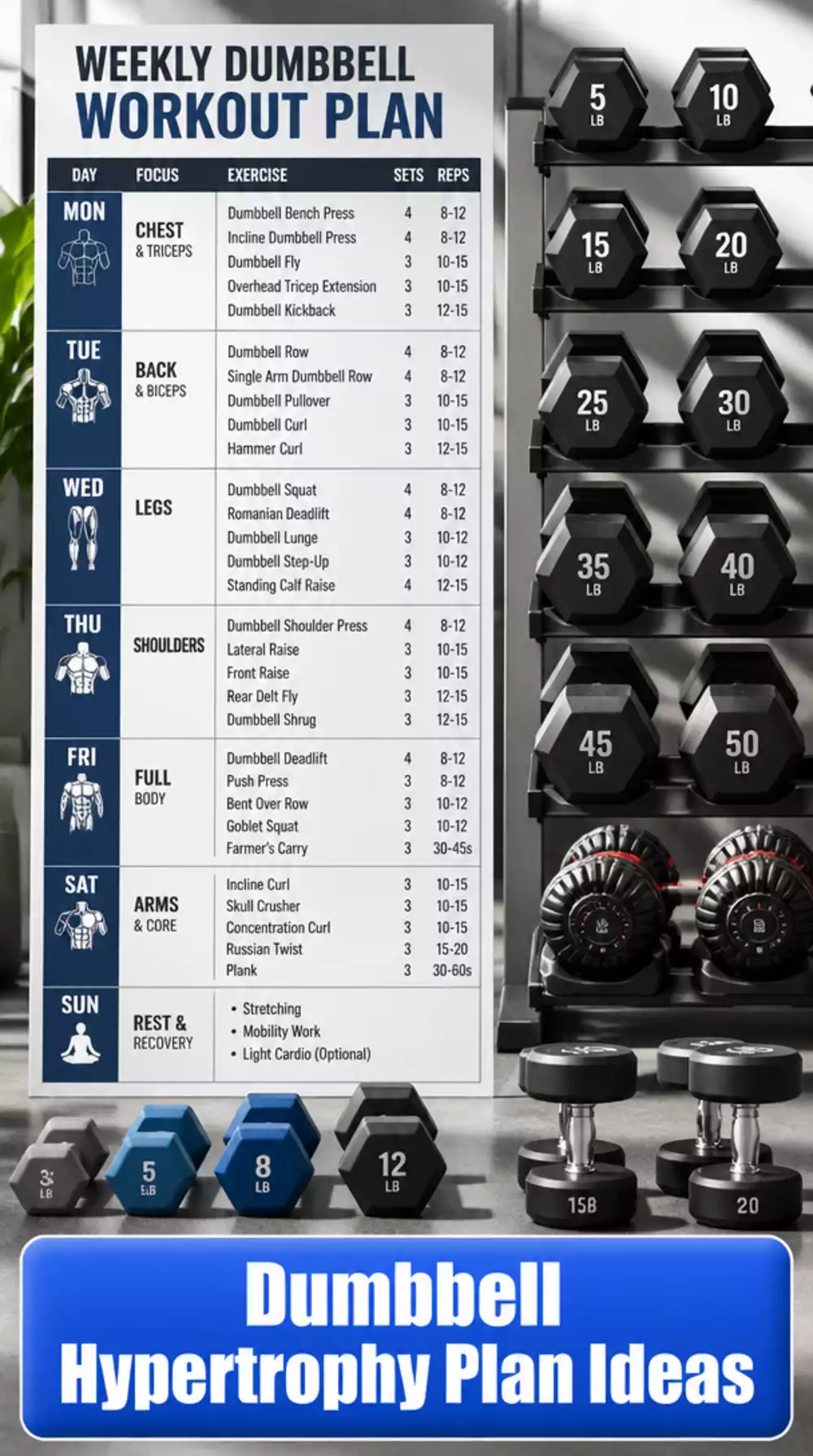 Dumbbell Hypertrophy Plan That Uses Progressive Overload Every Week