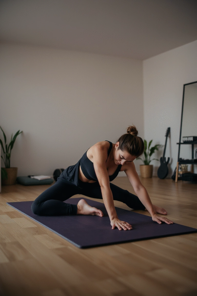 A person stretching post-workout on an exercise mat