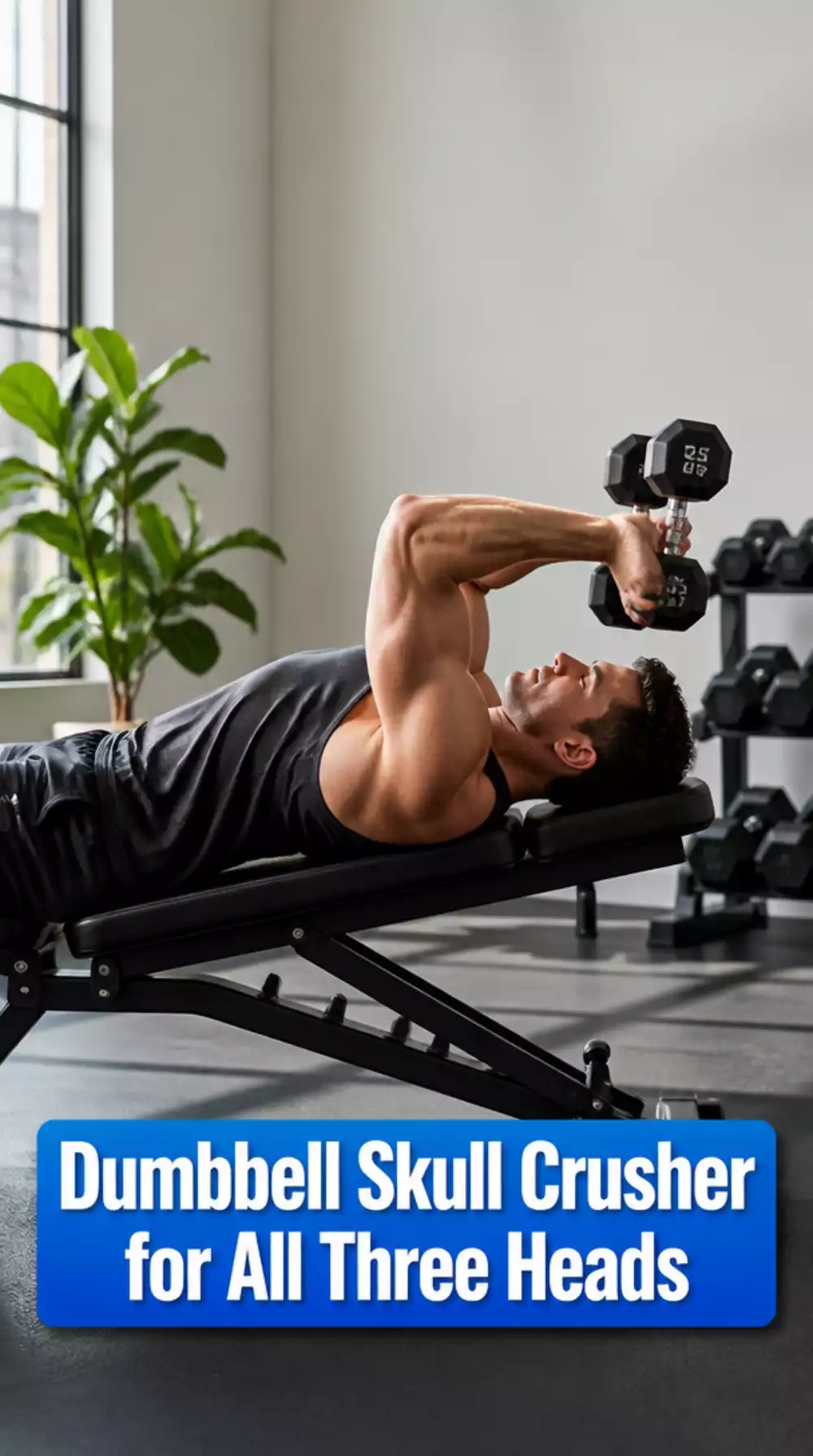 Dumbbell Skull Crusher That Loads All Three Tricep Heads Simultaneously