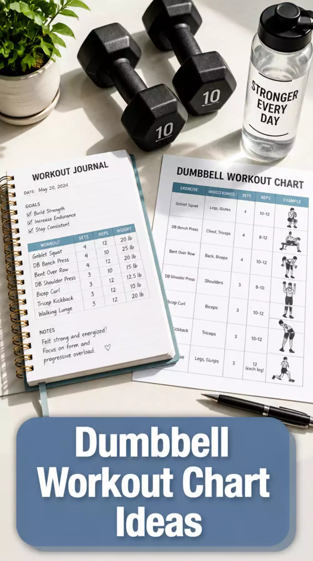Dumbbell Workout Chart for Upper Body Strength Progressions