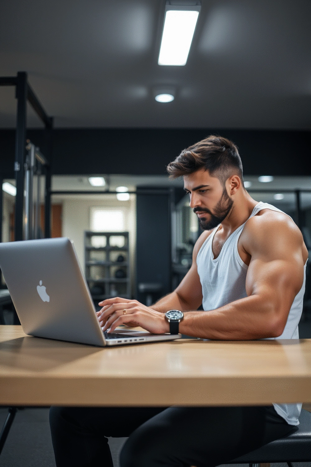 A person analyzing their workout results