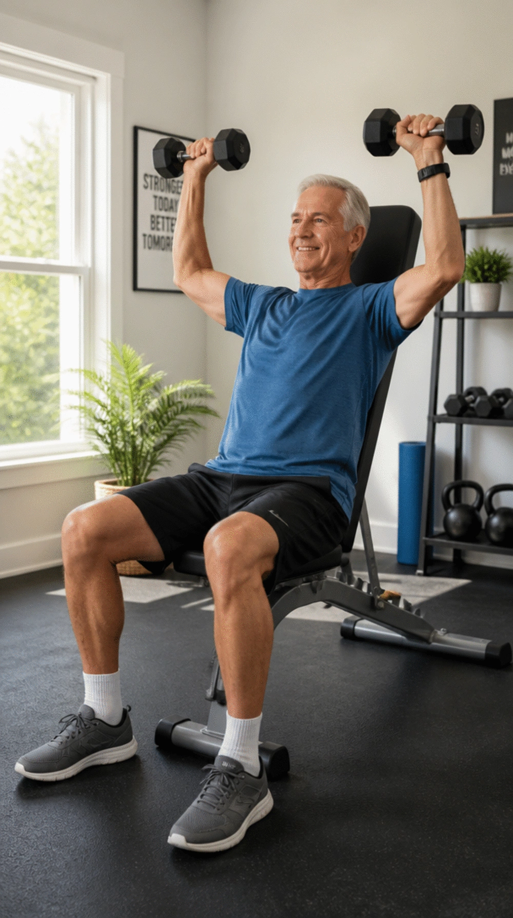 Seated Dumbbell Press for Seniors That Avoids Standing Balance Issues