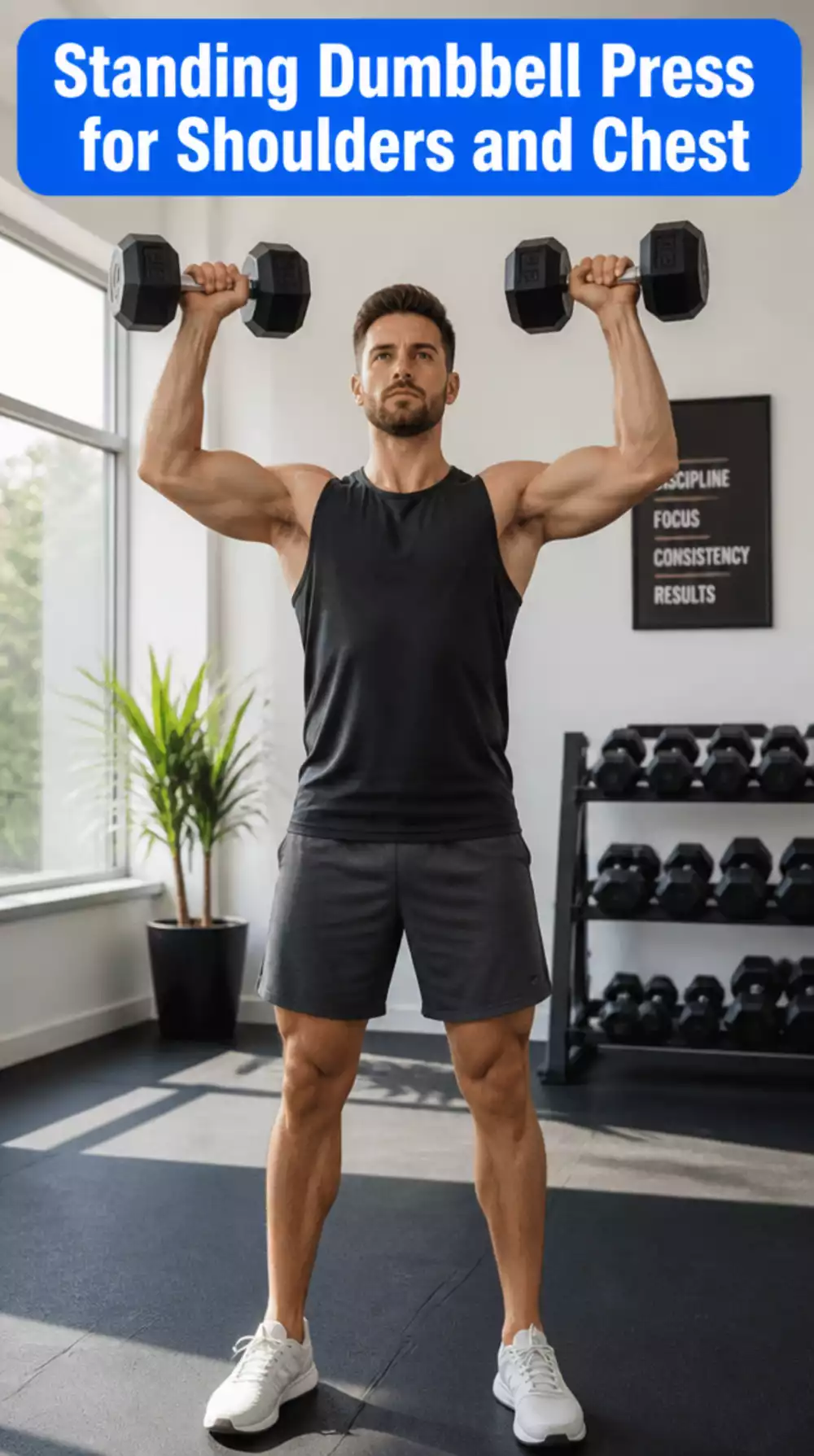 Standing Dumbbell Press That Combines Shoulder and Chest Activation