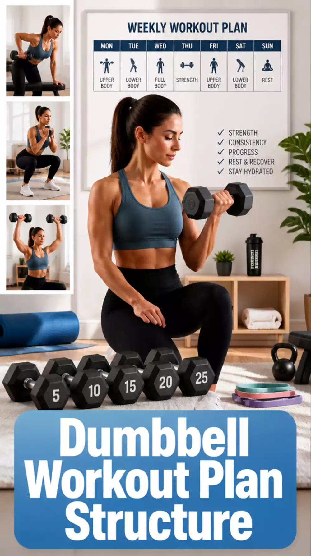 Dumbbell Workout Plan for Women Structured Across Three Days Weekly