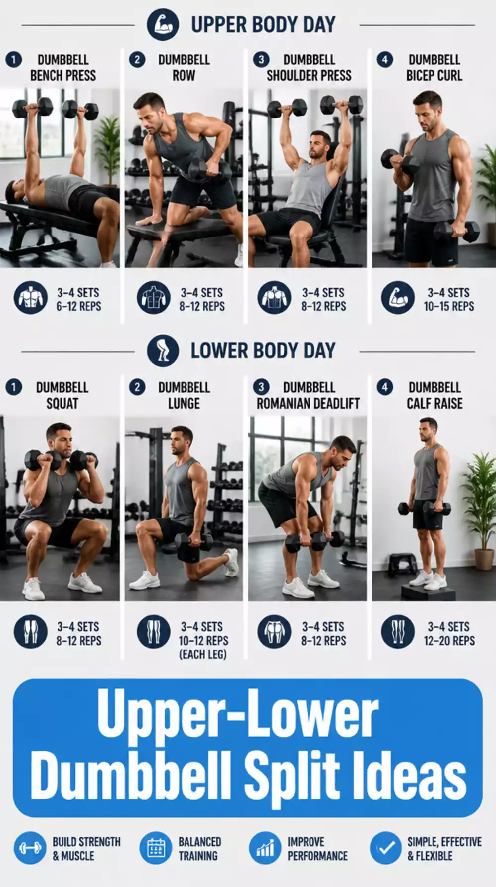 Upper-Lower Dumbbell Split Routine for Beginners Building Consistency