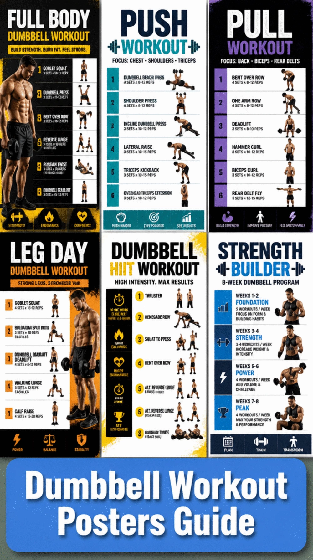 Dumbbell Workout Poster That Maps a Full Definition Training Plan
